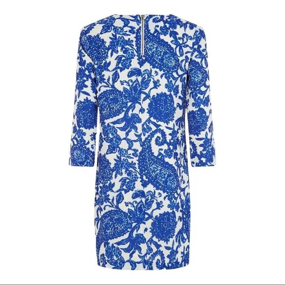 DARLING Porcelain Blue White Paisley Floral Print Brigette Tunic Dress Size S - Picture 2 of 8
